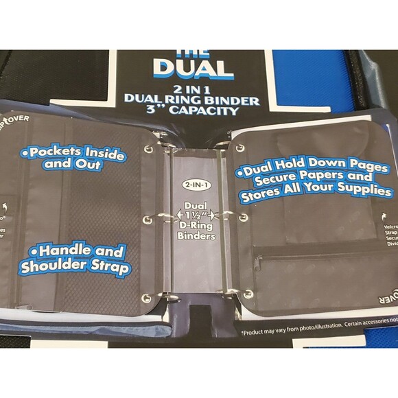 Case it The Dual 2-in-1 Dual Ring Binder 3" Capacity Blue/Black TD-110 - NEW - Picture 4 of 8